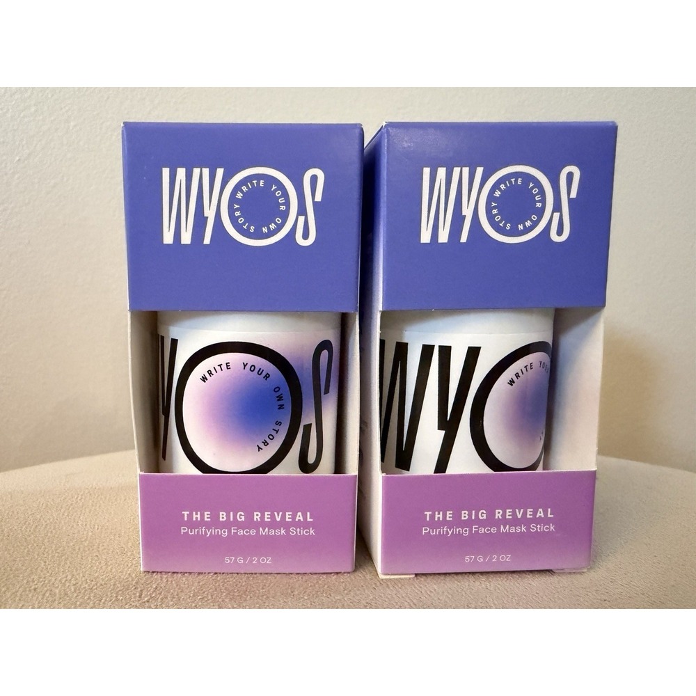 WYOS The Big Reveal Purifying Face Mask Stick 2 - Pack White Clay Mess -Free TSA